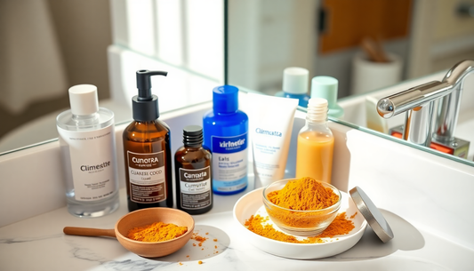 Routine jour et nuit au curcuma pour peau noire et sensible : intégrer gels, masques et sérums sans aggraver taches, acné ni rougeurs